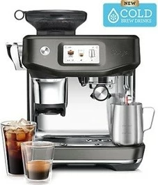 Espresso aparat z vgrajenim mlinčkom, zaslonom na dotik, črn inox Sage SES882BST