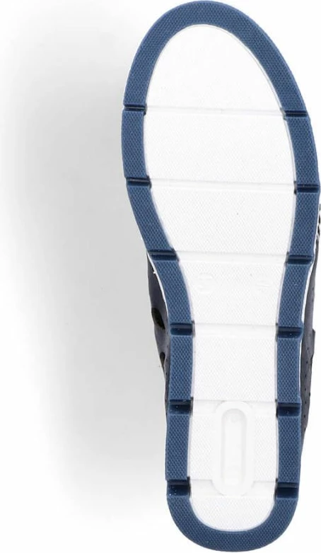 Superge odprte iz usnja Rieker, modro mornarske, ženske