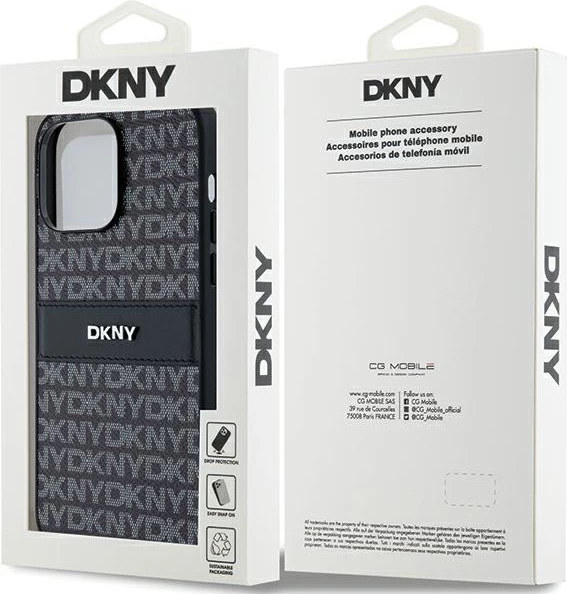 Ovitek za telefon Mono Stripe & Metal Logo DKNY za iPhone 14 Pro, črn