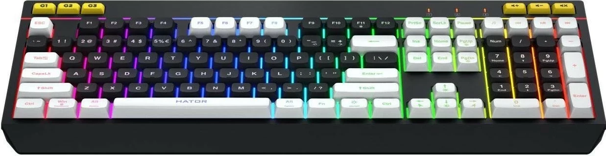 Gaming tipkovnica Icefall HTK400US, Hator, RGB, z žico, črno-bela