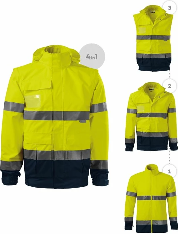 Reflektivna jakna 4 v 1 Rimeck HV Guard, moška, rumeno fluorescentna