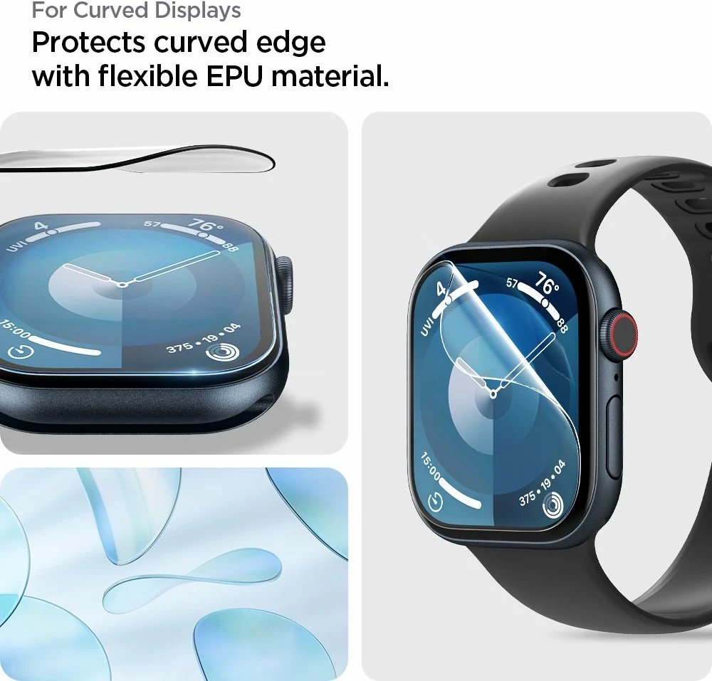Zaščitno steklo za pametno uro Spigen Elite Shield EZ FIT Hybrid Glass, za Apple Watch 10 46 mm, prozorno, 2 kosa