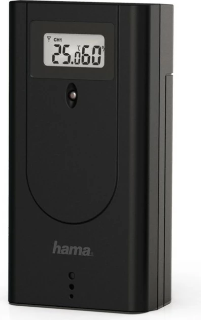 Vremenska postaja, Hama Meteotime 186369, digitalni zaslon z belo osvetlitvijo, brezžični zunanji senzor, 4-dnevna napoved, črna