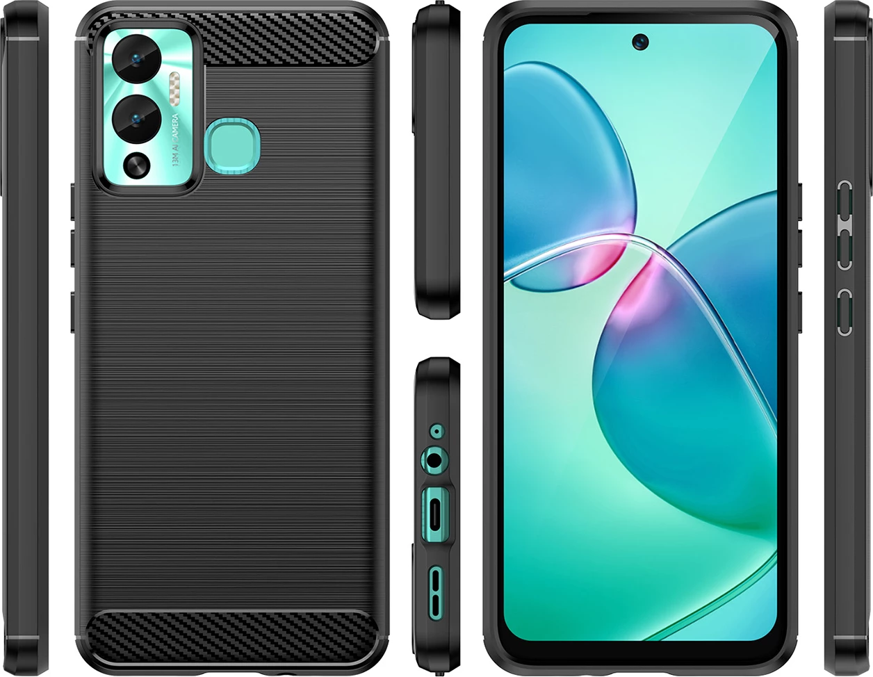 Ovitek za telefon Carbon Case za Infinix Hot 12 Play / Hot 12 Play NFC, Hurtel, TPU, črn