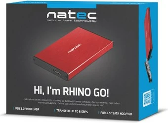 Zunanji ohišje za HDD/SSD 2,5", USB 3.0, rdeče Natec Rhino Go