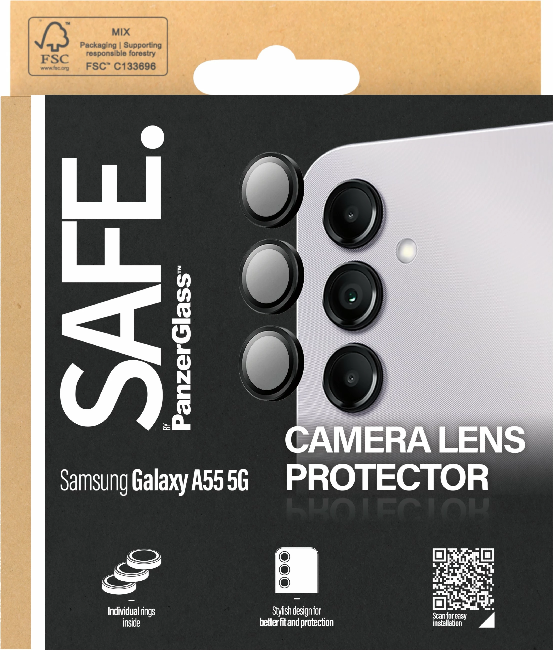 Mreža za kamero PanzerGlass za Samsung A55 5G, črno