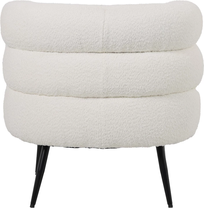 Fotel iz boucle, bela, s črnimi metalnimi nogami, 76x75x72 cm