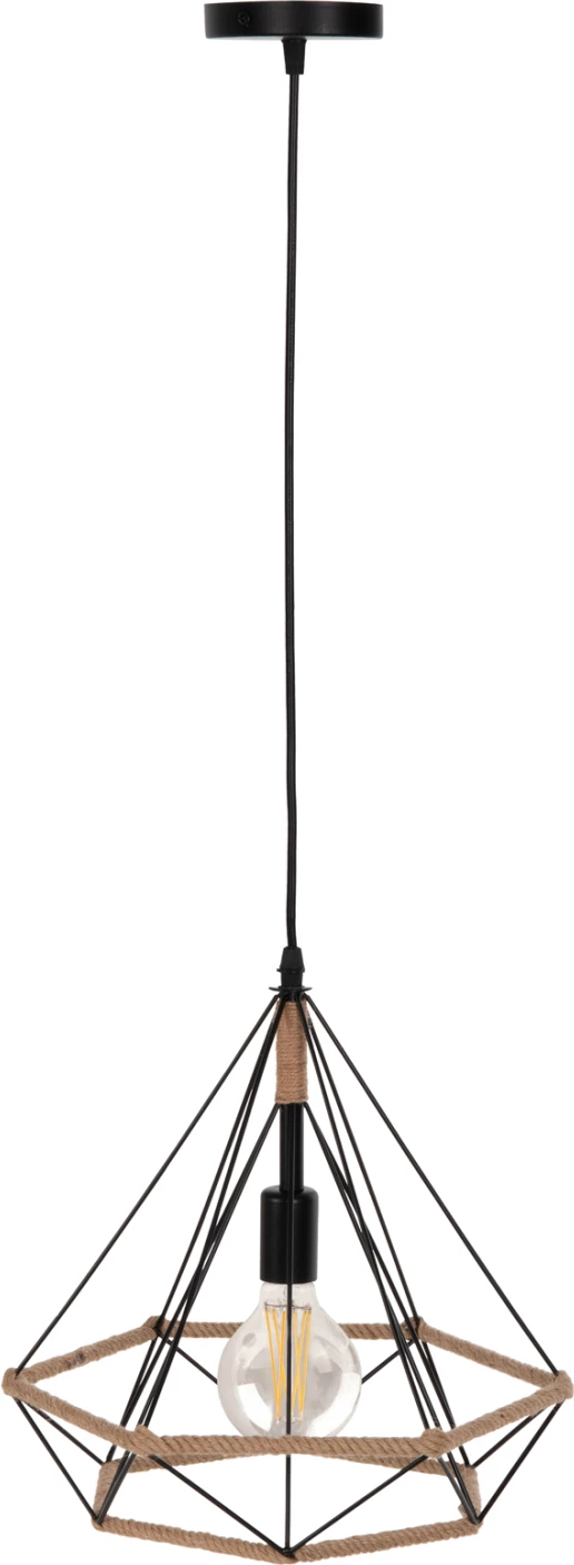 Stropna viseča svetilka FH4062 črna kovina-vrv 33x37x128Hcm