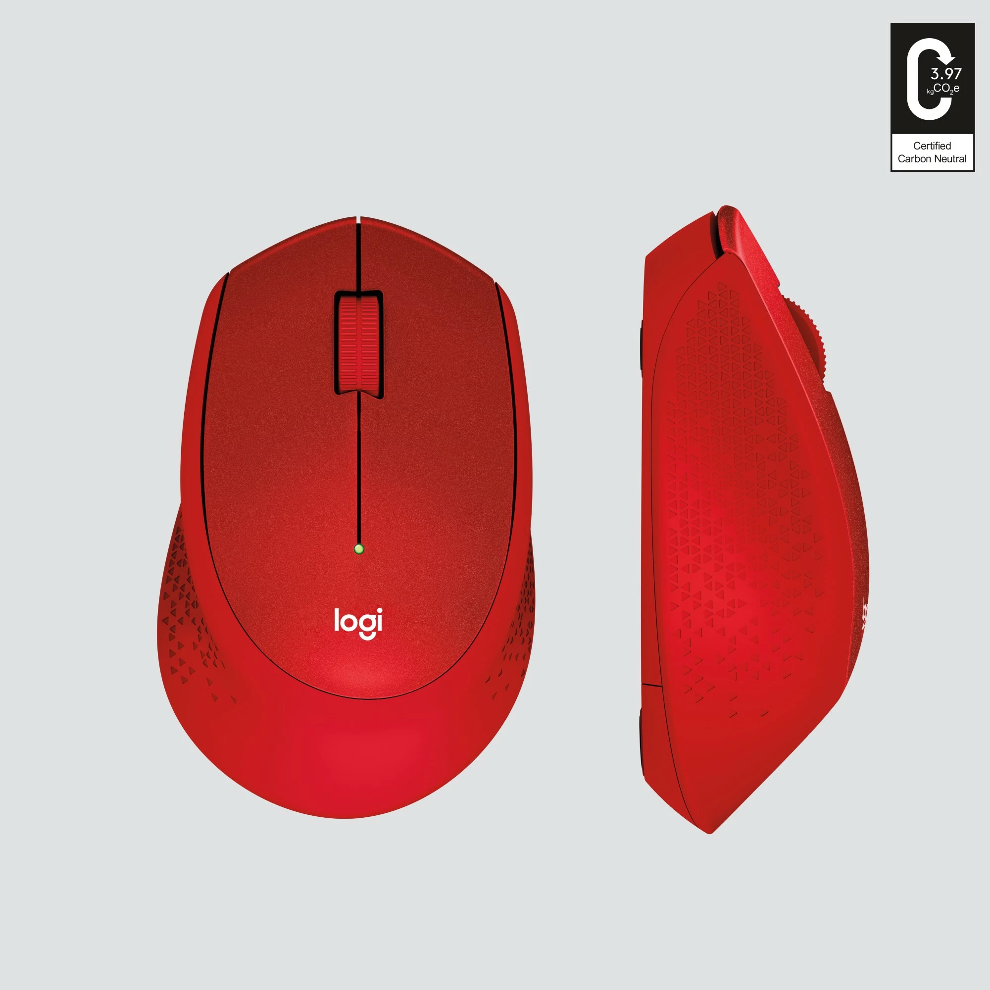 Slišni miš Logitech M330 SILENT PLUS, desnor, mežanik, RF brezžični, 1000 DPI, rdeč