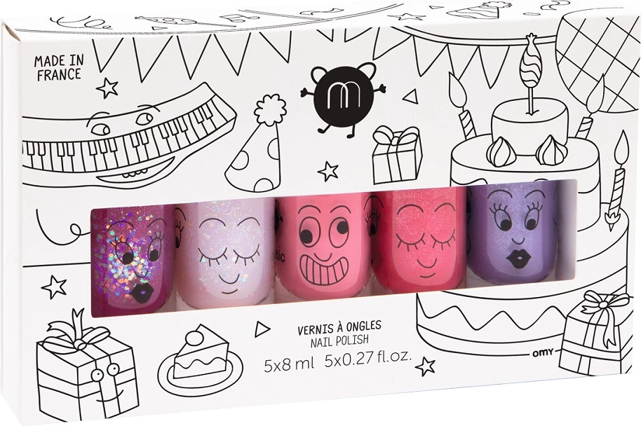 Lak za nohte za deklice Nailmatic Kids Party set Sheepy Polly Cookie Kitty Piglou, 5 kosov