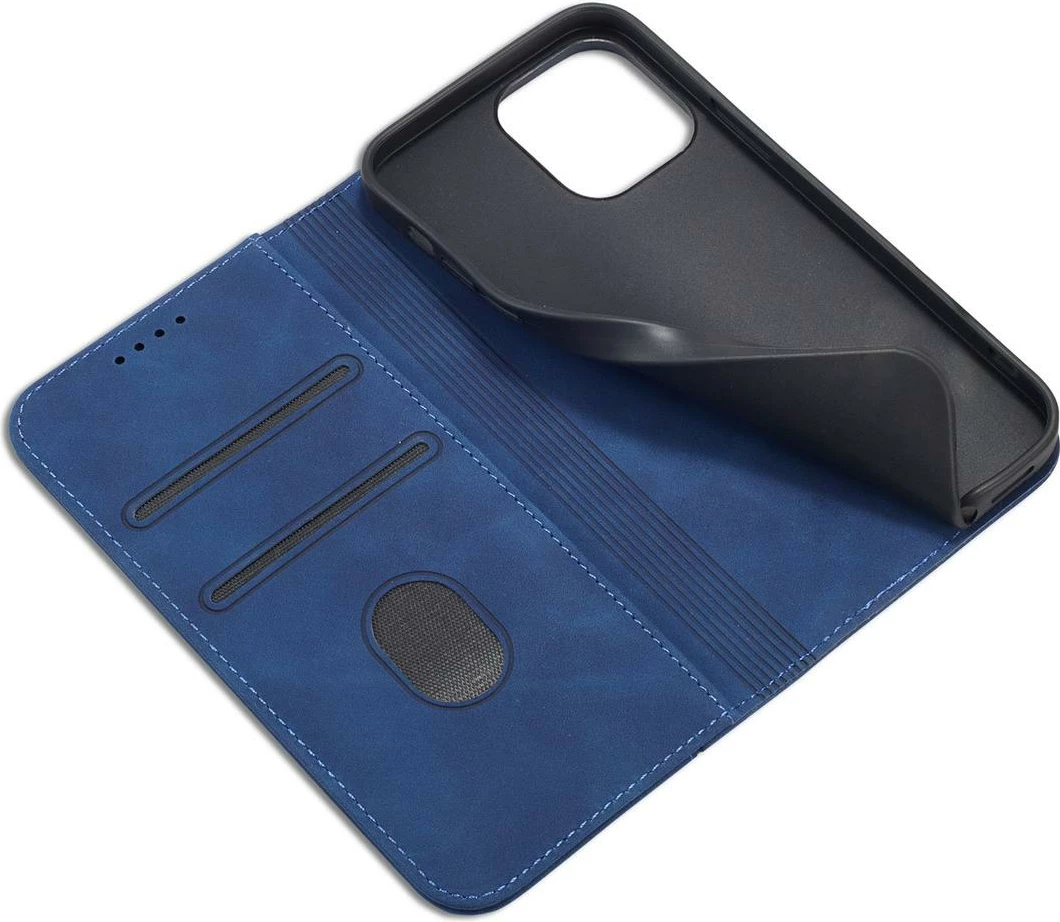 Etui magnetni Fancy Case s trakom za denarnico in stojalom za iPhone 13 Pro Max, modra — Hurtel