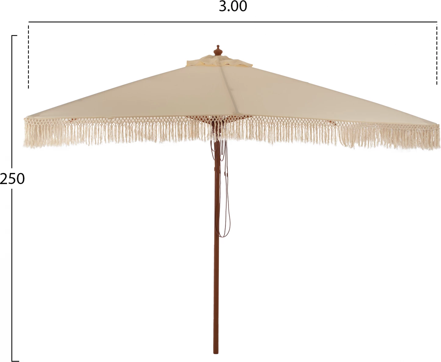 Profesionalna senčnik Wagner makrame resice bež z lesenim ogrodjem 3x3x2.50m FH5778.01