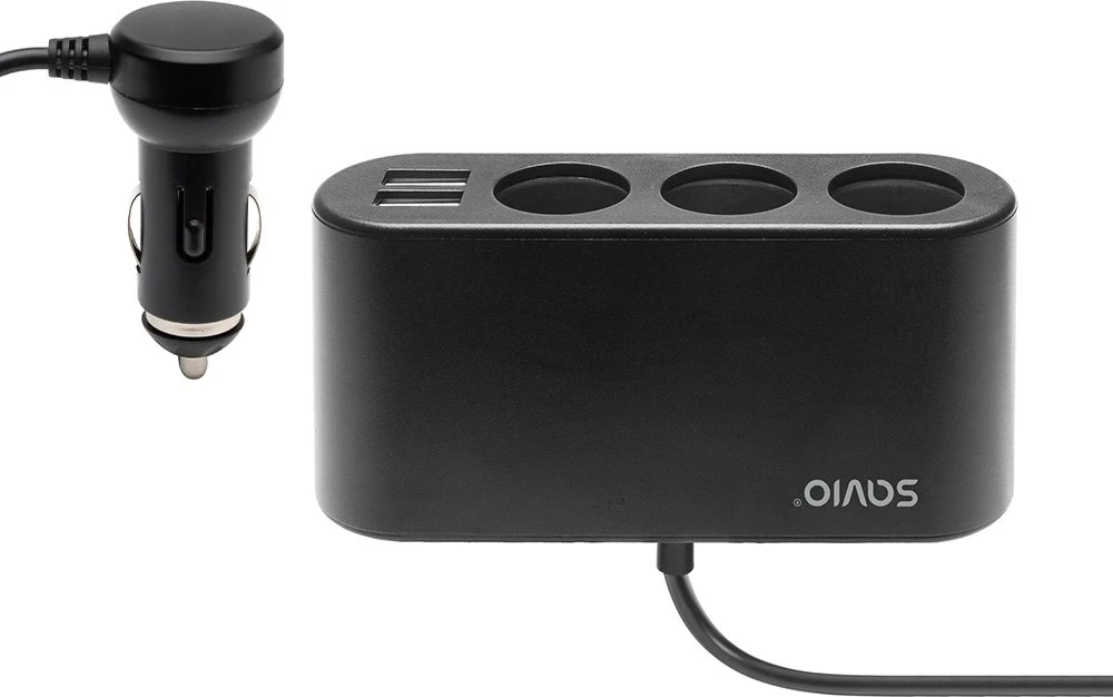 Razdelilec vtičnice za vžigalnik v avtomobilu Savio SA-024, 12/24V, črn