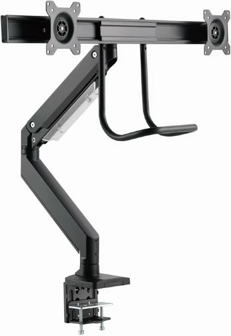 Nosilec za mizo za 2 monitorja do 32" in prenosnik do 17,3", črn Gembird MA-DA2-04