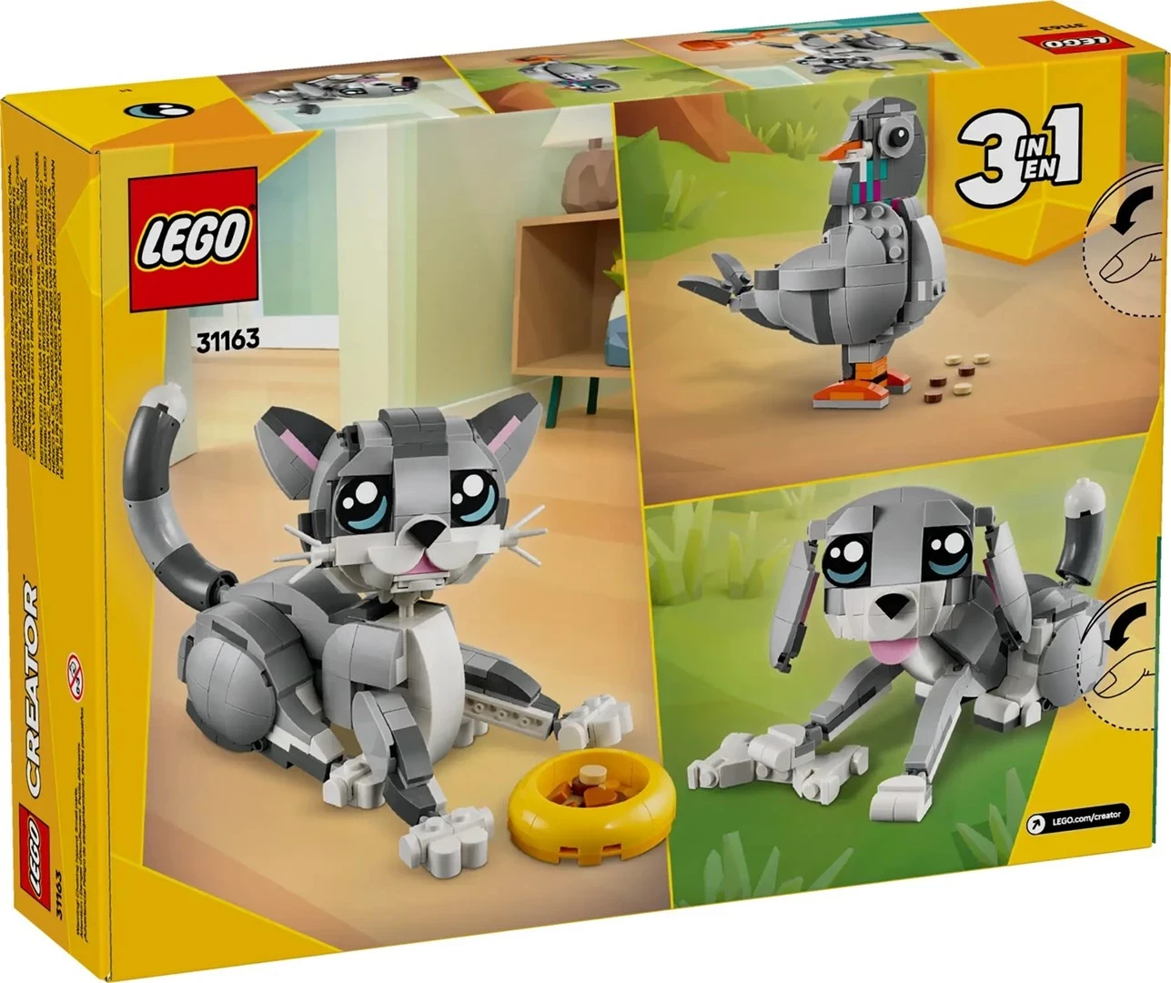 Igriv maček, Set LEGO Creator 3 v 1 Playful Cat 31163, za otroke 8+