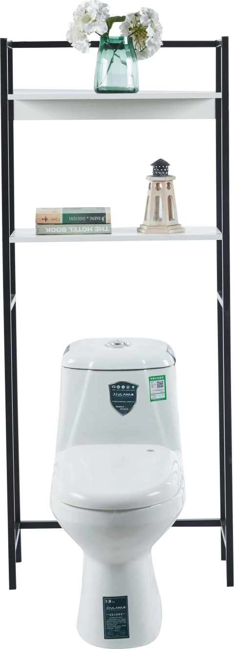 Kopalniški regal HYGI FH18072.02 kovinski okvir v črni barvi-MDF police v beli barvi 64x25x156Hcm