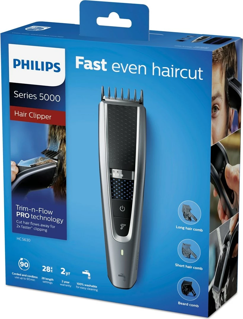 Strižnik las Philips serije 5000 HC5630/15, črno-srebrn
