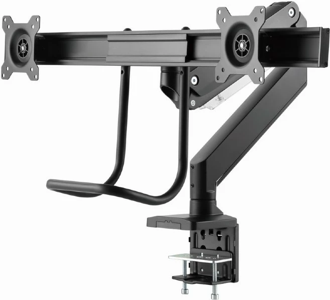 Nosilec za mizo za 2 monitorja do 32" in prenosnik do 17,3", črn Gembird MA-DA2-04