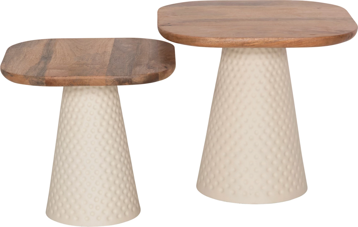 Klubske mizice 2 kosa GOLFER ΗΜ9924 kovinsko podnožje v slonokoščeni barvi-kvadratna plošča iz manga