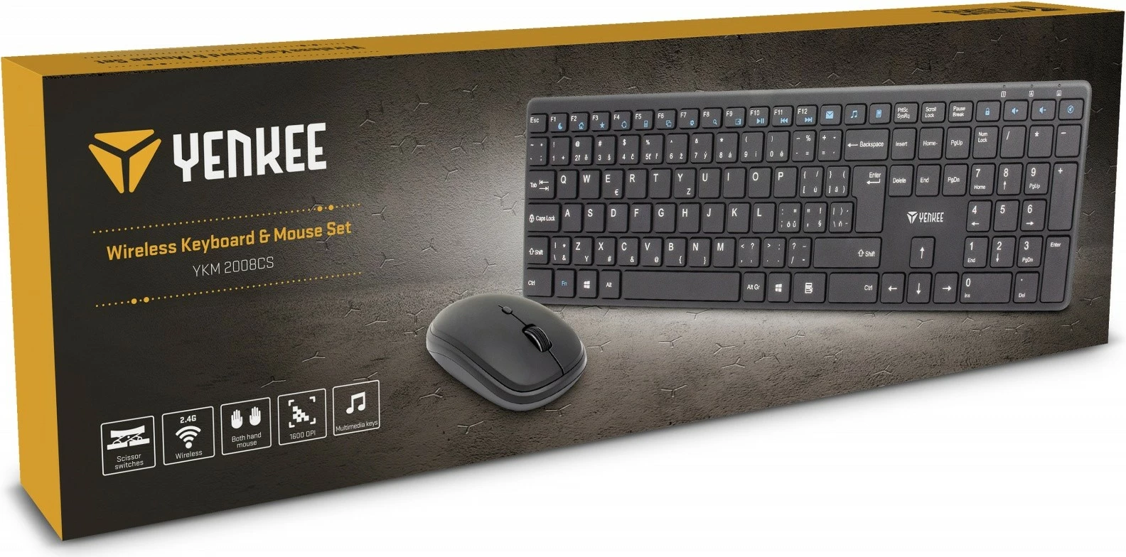 Brezžični komplet tipkovnice in miške Yenkee YKB 2008CS, črn