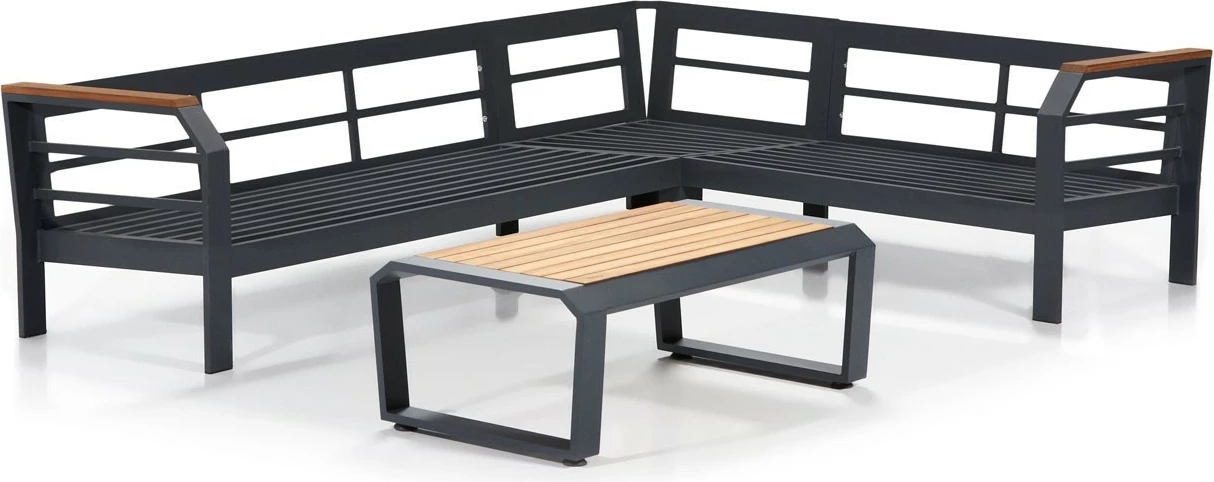 Kotni vrtni lounge set, siva, rumena, črna, Skye Decor