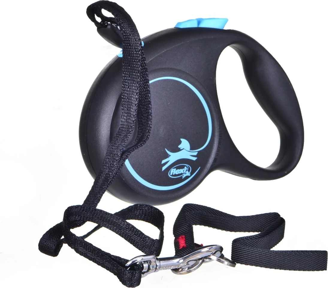 Vlečka za psa Flexi, zložljiva 5 m, črna