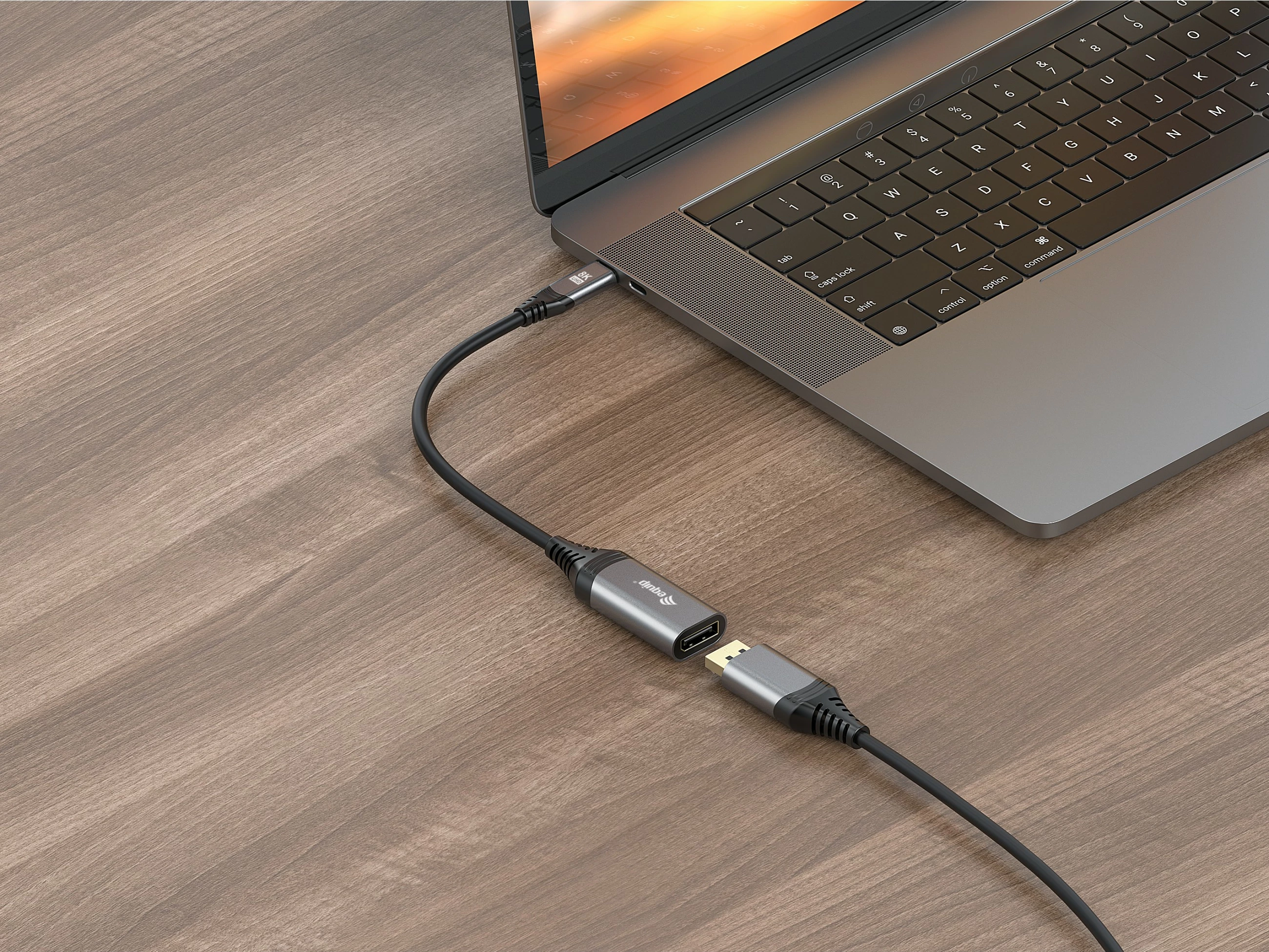 Adapter USB-C na DisplayPort 1.4 Equip, 8K/30Hz, 0,15 m, črno/siv