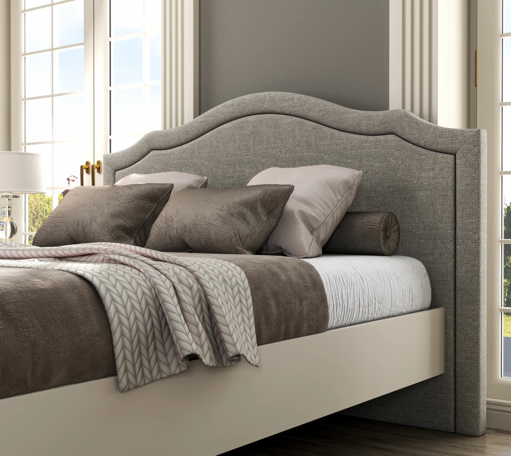 Dvojna postelja Skye Decor, krem, hrast, siva, FRN-21019