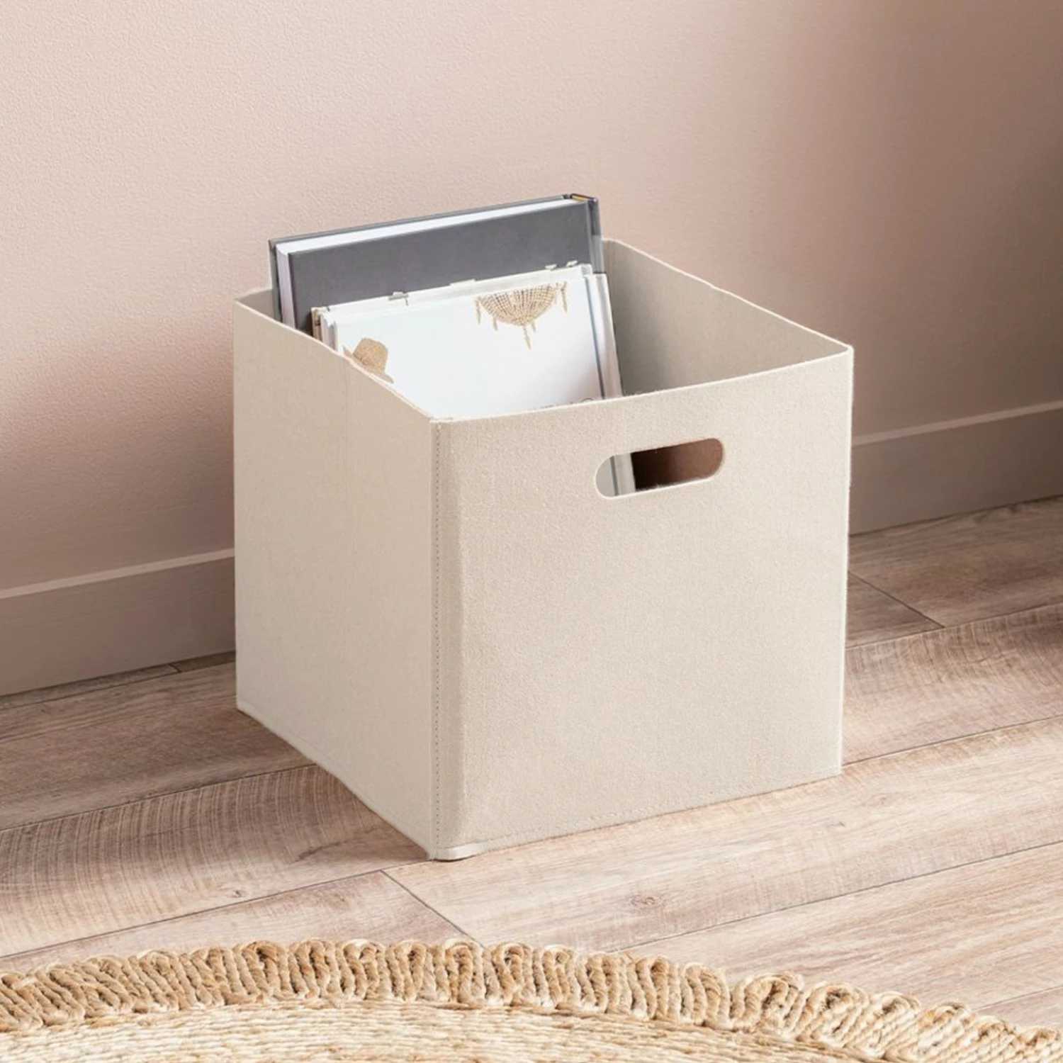 Organizacijska košara iz filca, krem, Aberto Design HMY-6365, 30x30x30 cm
