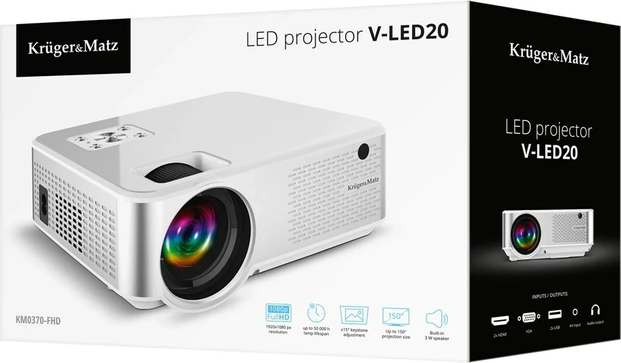 LED projektor FullHD 1080p, Kruger & Matz V-LED20, bel
