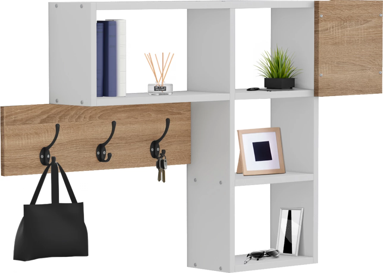 Vhodni obešalnik s policami HARLAN FH8973.12 melamin v sonama-beli 99,5x15x61H cm