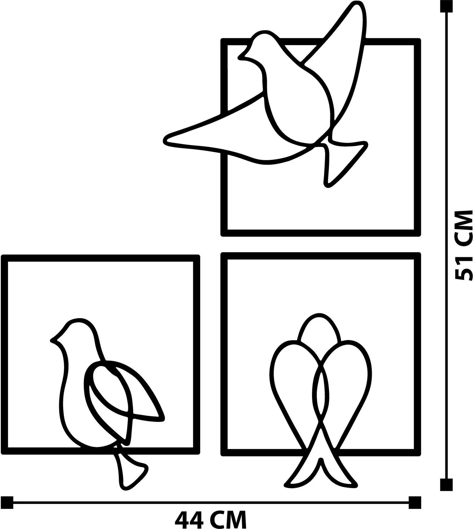 Dekorativni kovinski stenski okras Wallity Bonita, črn, 44 x 51 cm