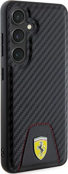 Ovitek Ferrari Carbon Stitched Bottom za Samsung Galaxy S24, črn