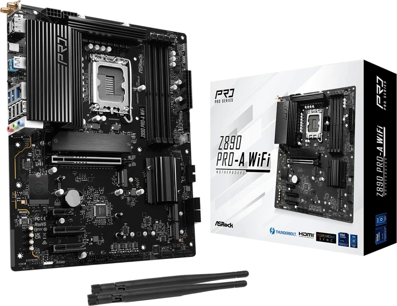 Matična plošča Asrock Z890 Pro-A WiFi, Socket 1851, ATX, Wi‑Fi 6E, Bluetooth 5.3, črna