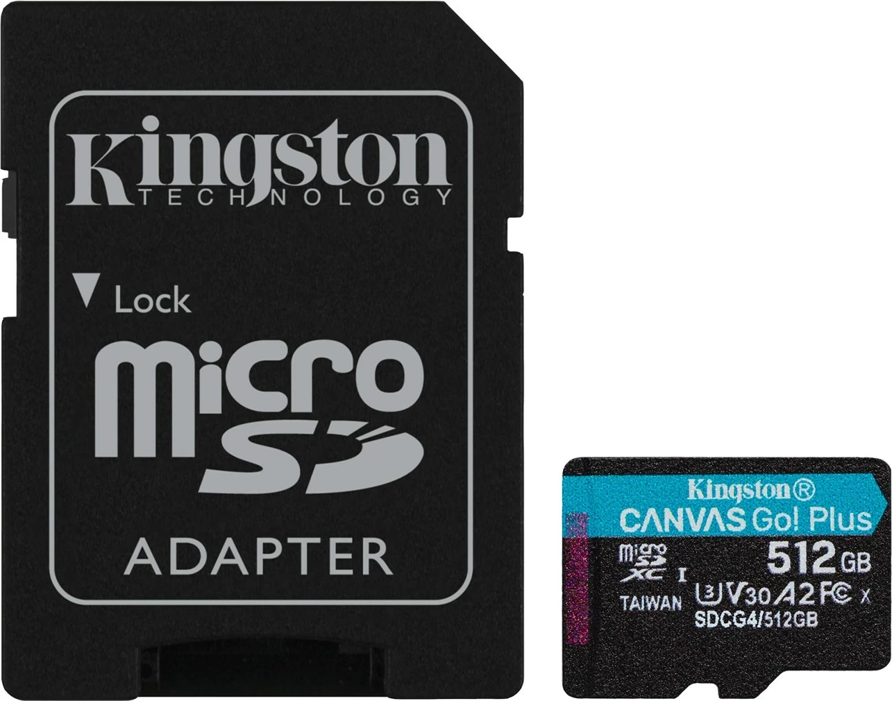 Kartica microSDXC 512GB Kingston Canvas Go Plus Gen4, turkizna, z adapterjem