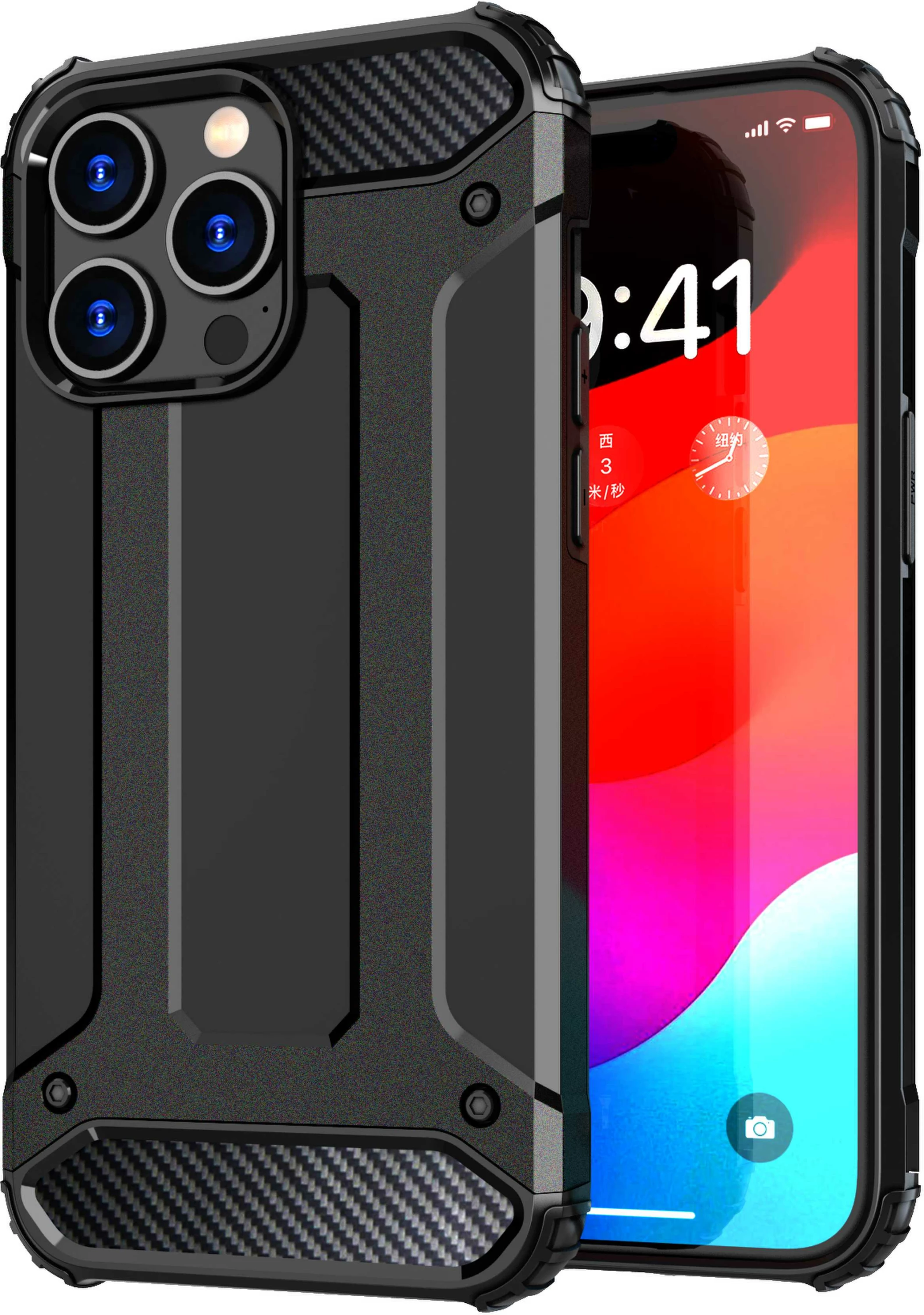 Hibridni ovitek za telefon Hurtel Hybrid Armor za iPhone 15 Pro, črn
