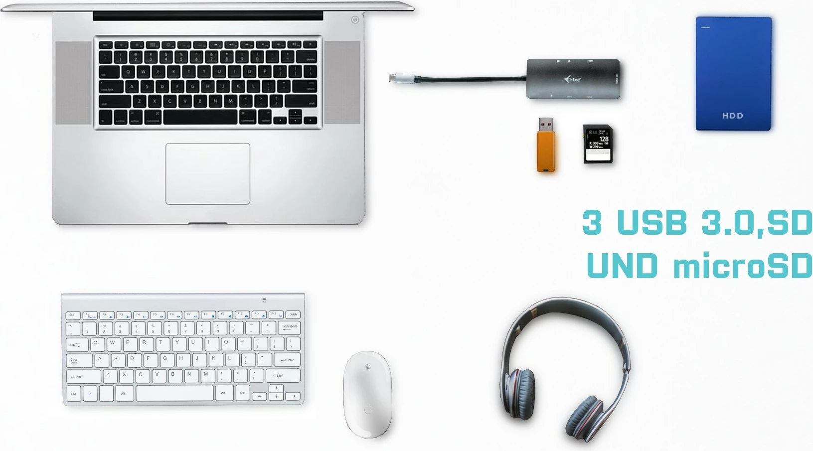 USB-C Nano dok za razširitev I-Tec Metal, 4K HDMI, 100W, srebrno/tirkizen