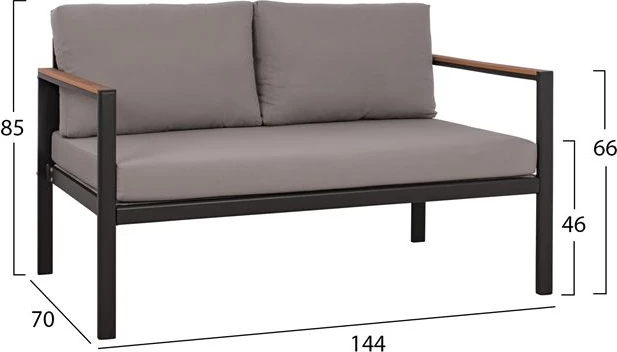 Dvosedežna zofa iz aluminija FH5523.02 siva