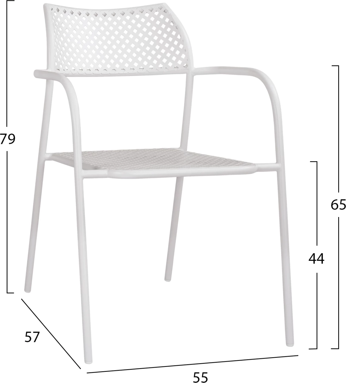 Kovinski stol v beli barvi Thetis FH5173.12 55x57x79 cm