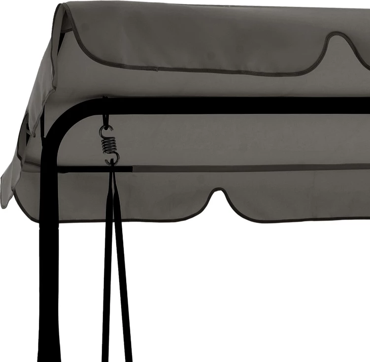 Vrtna ležalna gugalnica, črna kovina, siva tkanina, 170x110x153 cm