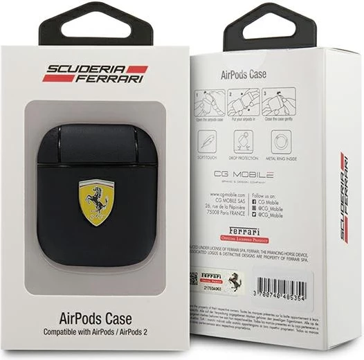 Ovitek za AirPods, Ferrari FESA2LEBK, usnje, črn