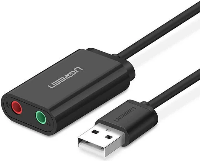 Zunanja zvočna kartica UGREEN 30724, USB, 2.0 kanalov, črna