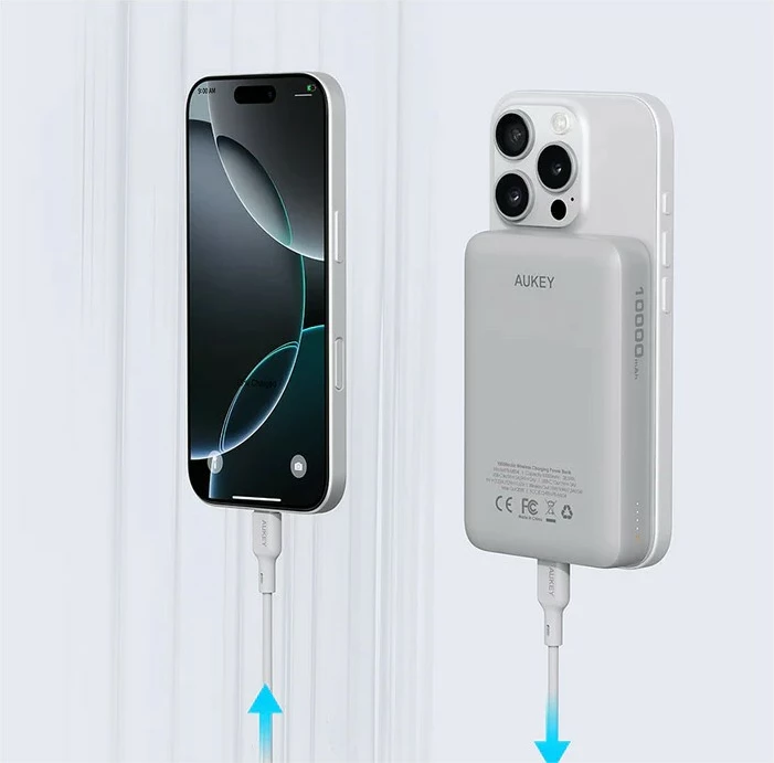 Prenosna baterija (power bank) MagFusion Slim 10000mAh, AUKEY PB-MS04, MagSafe, 20W, bela