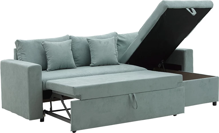 Kotna raztegljiva sedežna garnitura, obojestranska, mint zelena, 225x148x81 cm