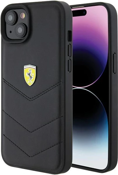 Ohišje Ferrari FEHCP15MRDUK za iPhone 15 Plus 6,7", trdo ohišje, naravno usnje, črno