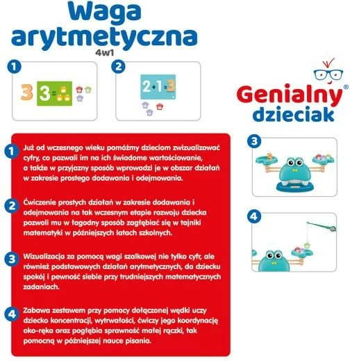 Aritmetična tehtnica 4-v-1 z magneti, izobraževalna igrača ASKATO, komplet, večbarvna, za otroke