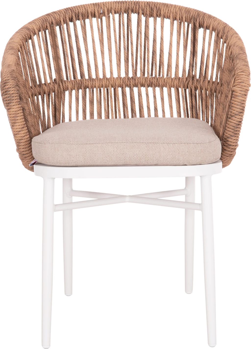 Aluminijast stol ALABAMA FH6265.02, bel - P.E. ratan naraven - bež blazina 58x61x75 H cm