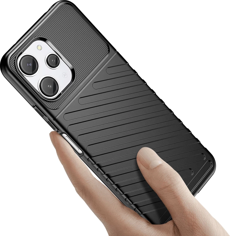 Ovitek za telefon Thunder Case Hurtel za Xiaomi Redmi 12, TPU, črn