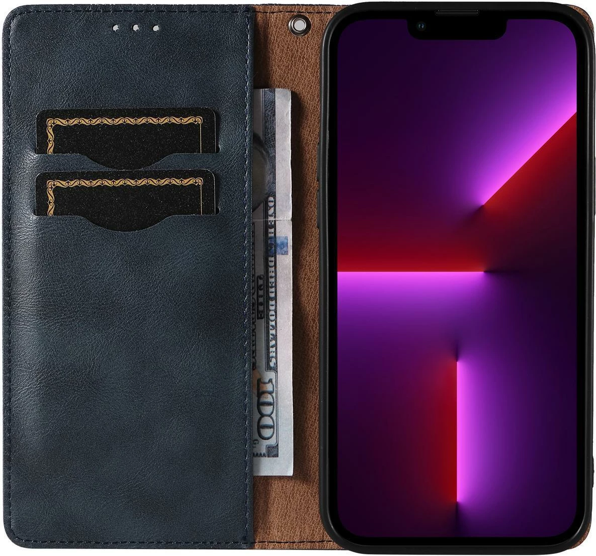 Ovitek za telefon z magnetnim trakom, denarnica, stojalo in zapestni trak, Hurtel Magnet Strap Case za Samsung Galaxy S23, modri