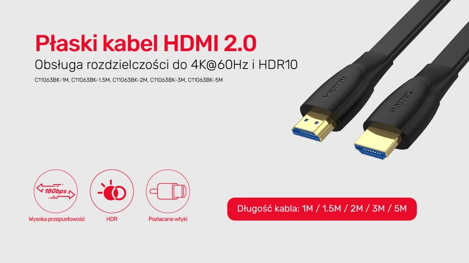 Hitri HDMI kabel 2 m, črn, Unitek